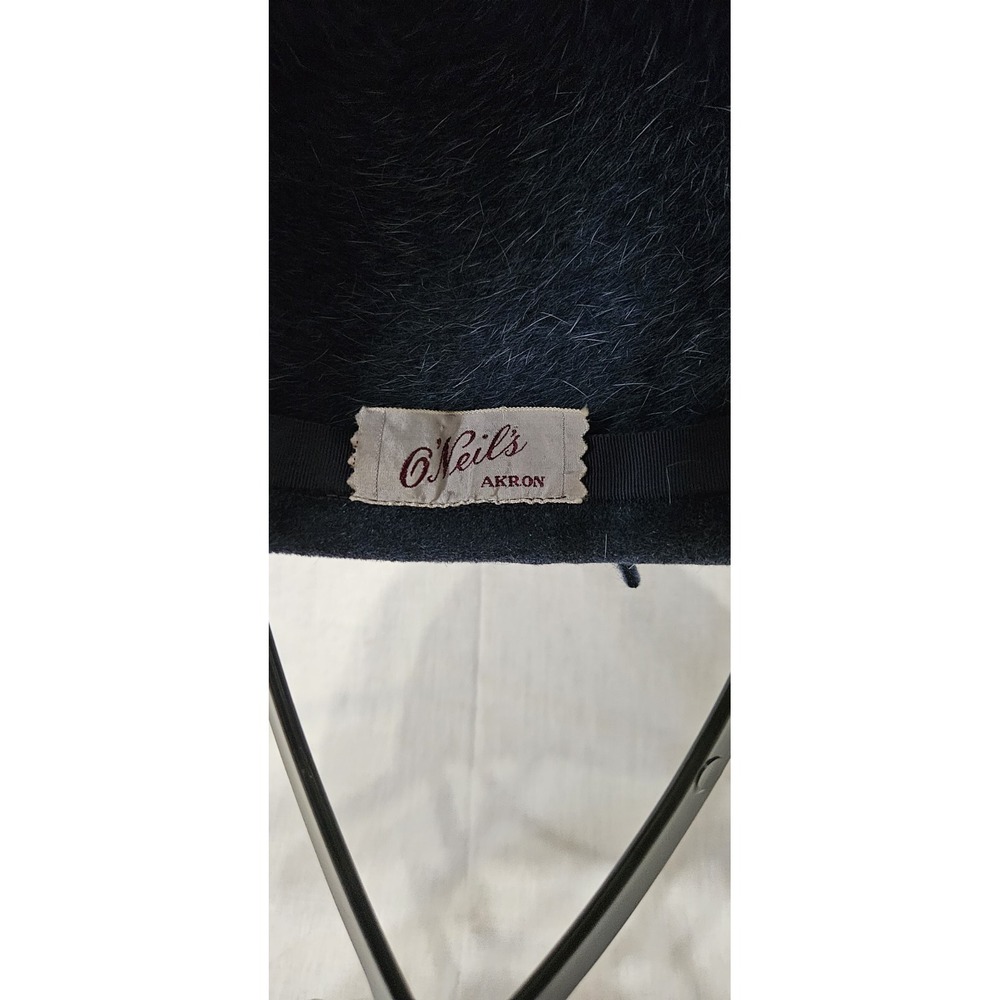 Vintage 50s Navy Wool Felt Structured Hat O'Neil's Akron - Picture 5 of 5